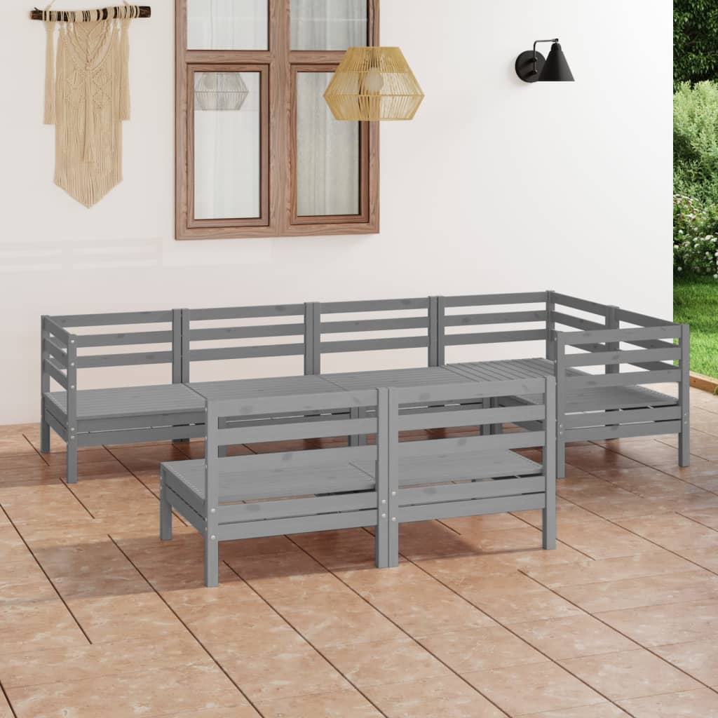 vidaXL 7-tlg. Garten-Lounge-Set Massivholz Kiefer