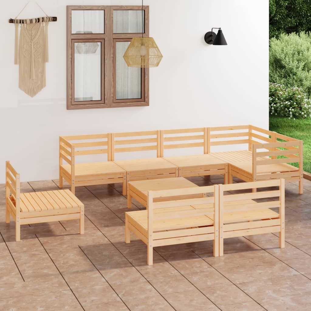 vidaXL 9-tlg. Garten-Lounge-Set Massivholz Kiefer