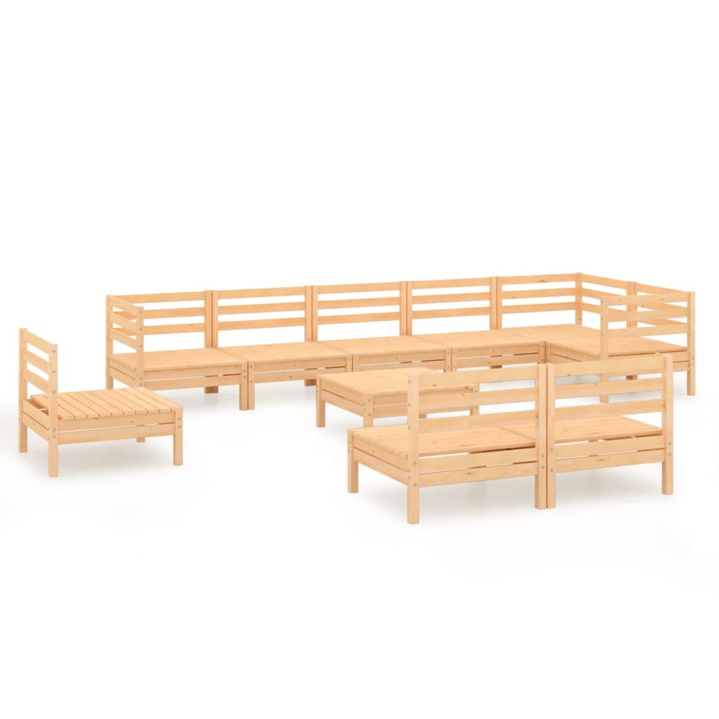 vidaXL 10-tlg. Garten-Lounge-Set Massivholz Kiefer