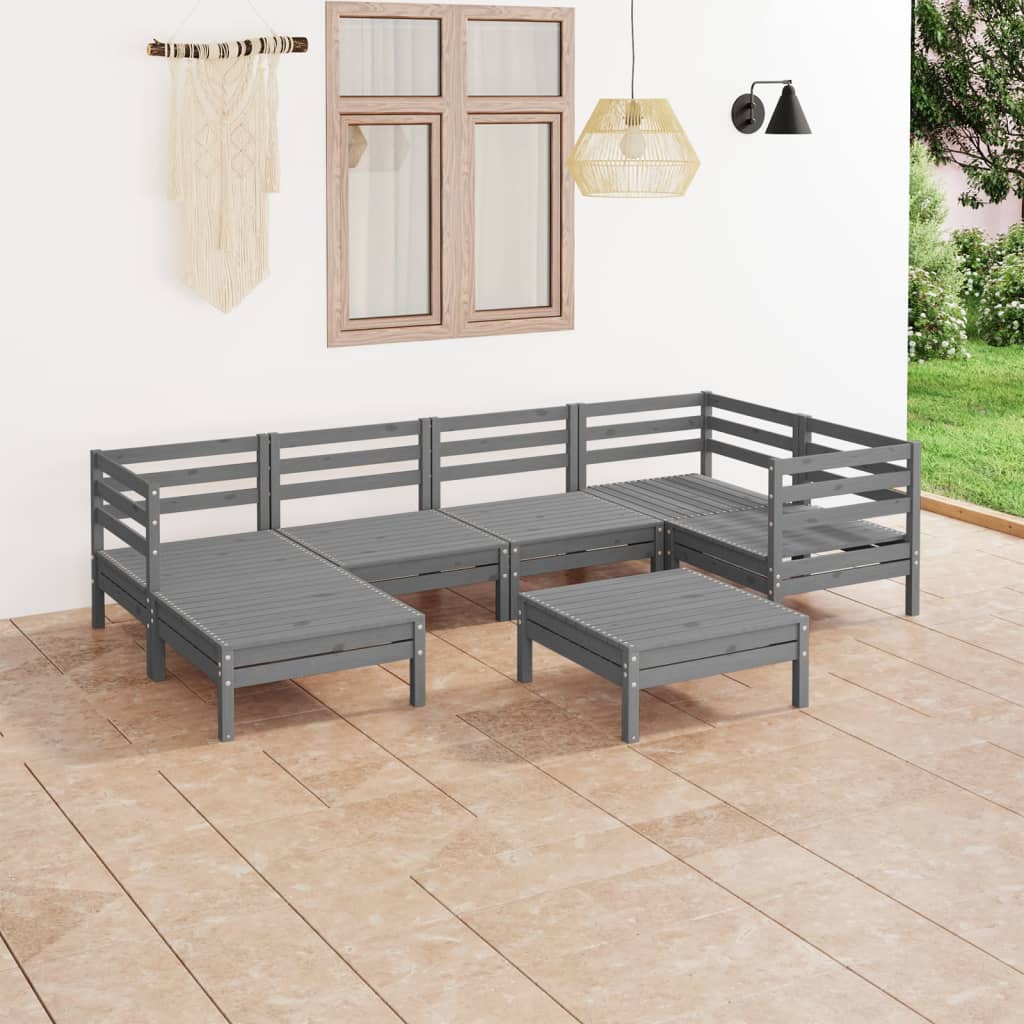 vidaXL 7-tlg. Garten-Lounge-Set Massivholz Kiefer