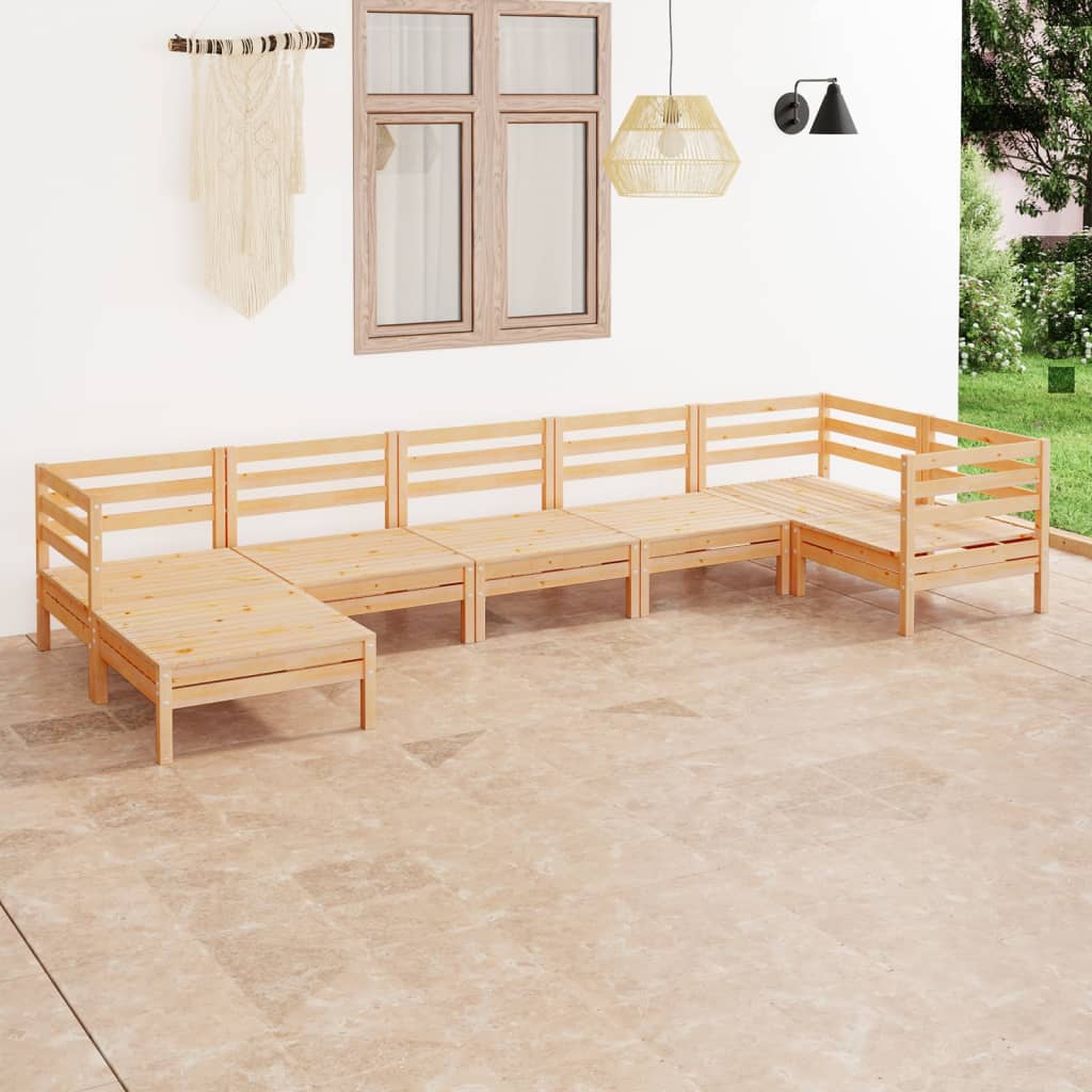 vidaXL 7-tlg. Garten-Lounge-Set Massivholz Kiefer