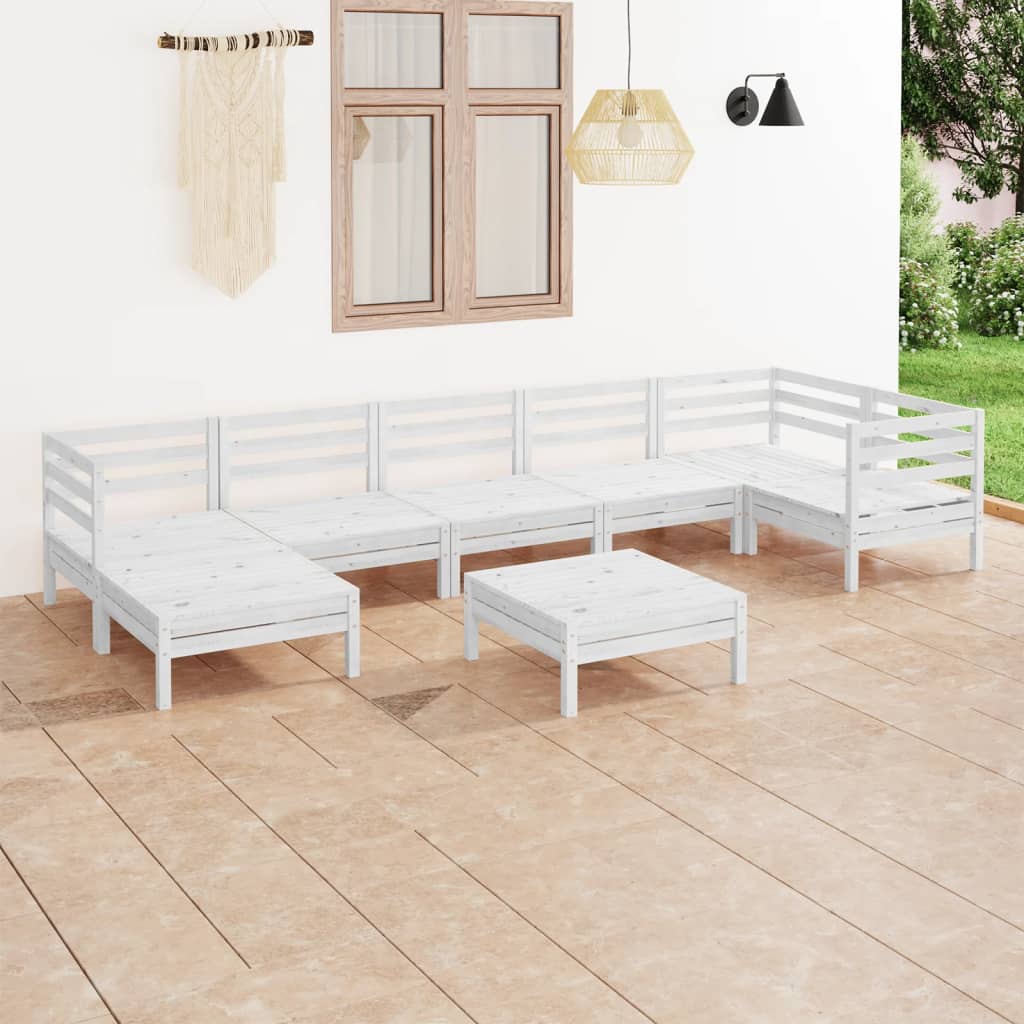 vidaXL 8-tlg. Garten-Lounge-Set Massivholz Kiefer Weiß