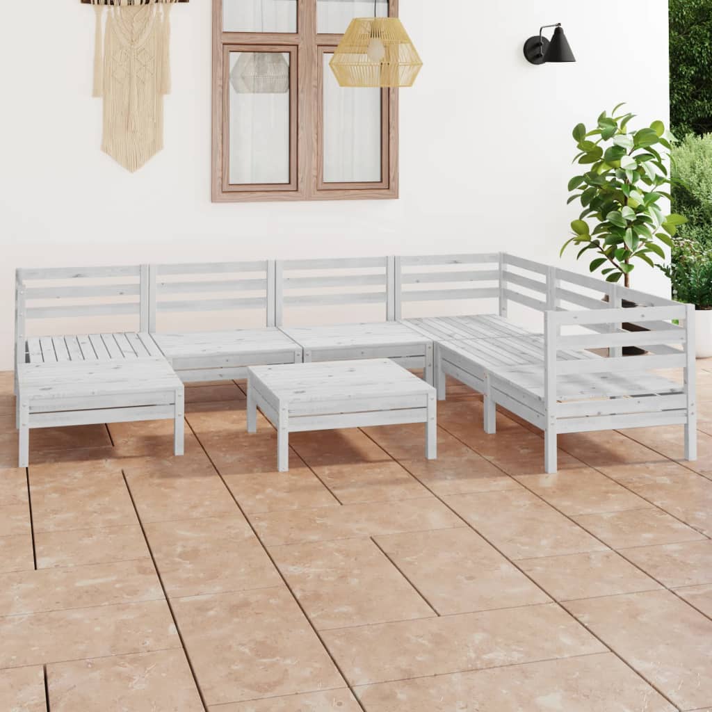 vidaXL 8-tlg. Garten-Lounge-Set Massivholz Kiefer Weiß