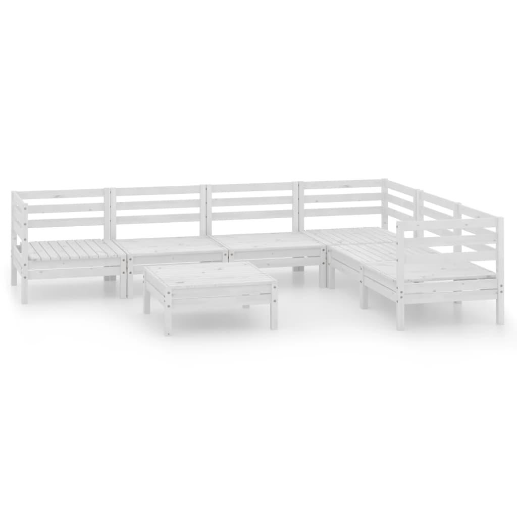 vidaXL 7-tlg. Garten-Lounge-Set Massivholz Kiefer Weiß