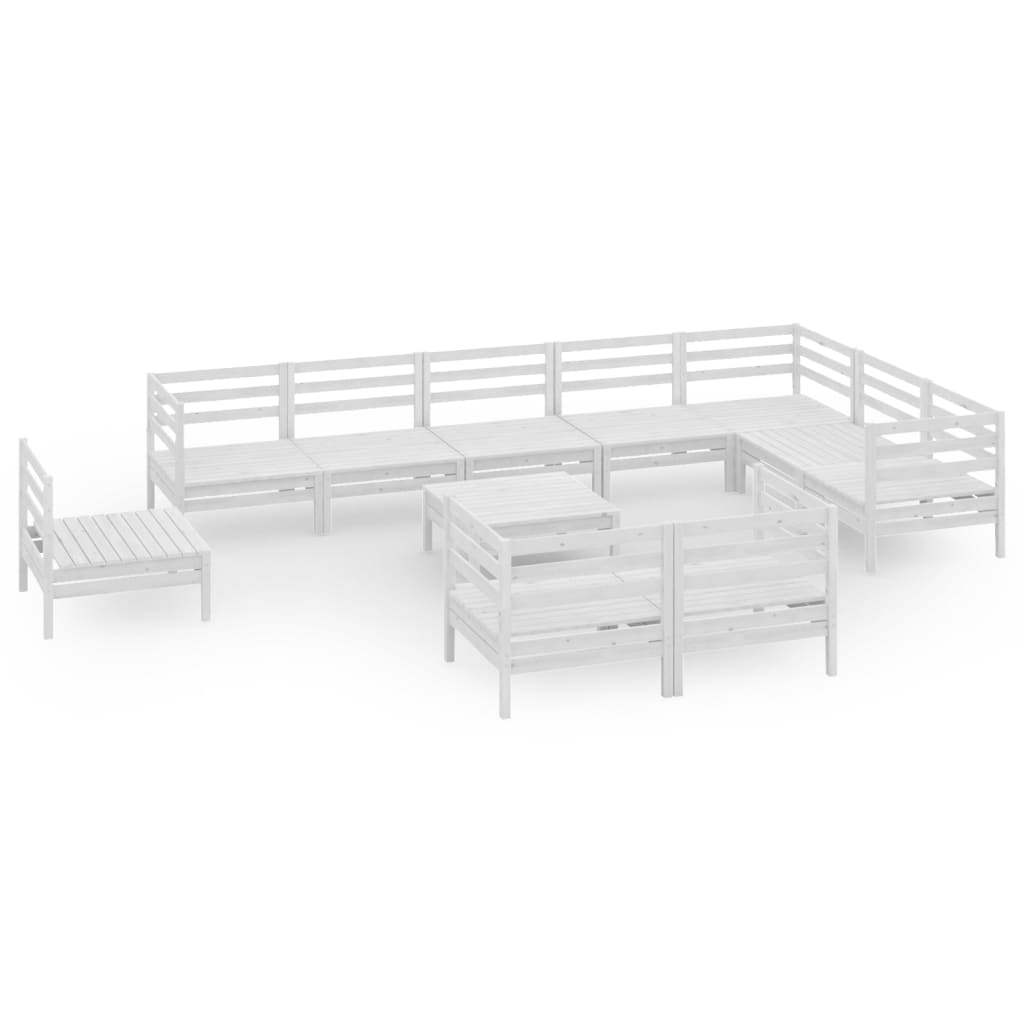 vidaXL 11-tlg. Garten-Lounge-Set Massivholz Kiefer Weiß