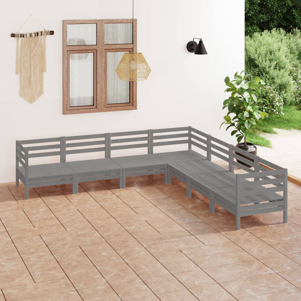 vidaXL 7-tlg. Garten-Lounge-Set Massivholz Kiefer