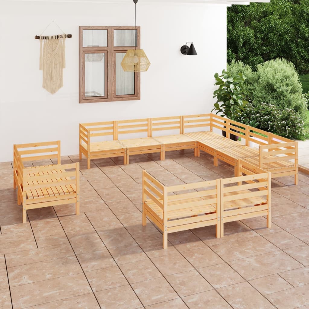 vidaXL 11-tlg. Garten-Lounge-Set Massivholz Kiefer