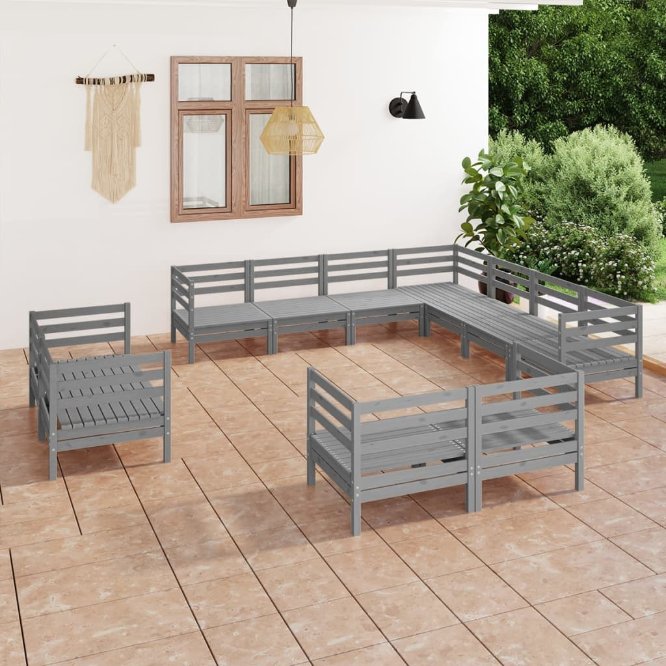 vidaXL 11-tlg. Garten-Lounge-Set Massivholz Kiefer
