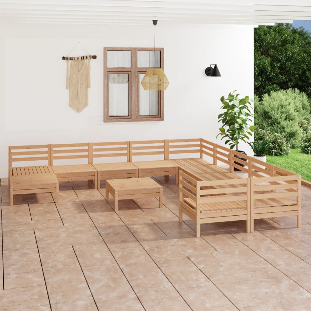 vidaXL 12-tlg. Garten-Lounge-Set Massivholz Kiefer