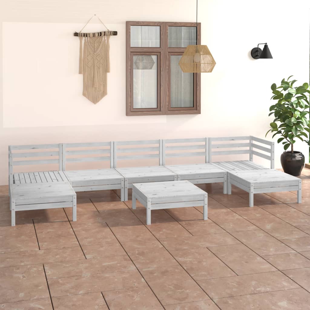 vidaXL 8-tlg. Garten-Lounge-Set Weiß Massivholz Kiefer