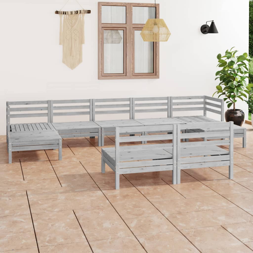 vidaXL 9-tlg. Garten-Lounge-Set Massivholz Kiefer