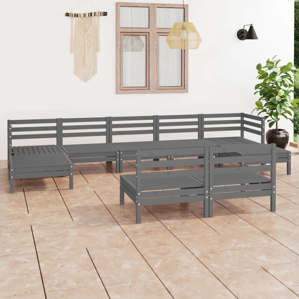 vidaXL 9-tlg. Garten-Lounge-Set Massivholz Kiefer