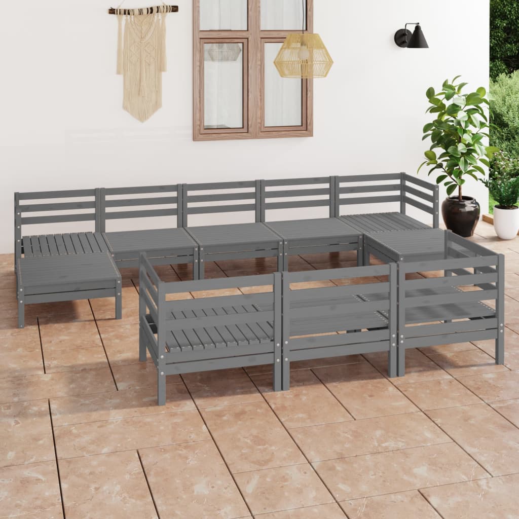 vidaXL 10-tlg. Garten-Lounge-Set Weiß Massivholz Kiefer