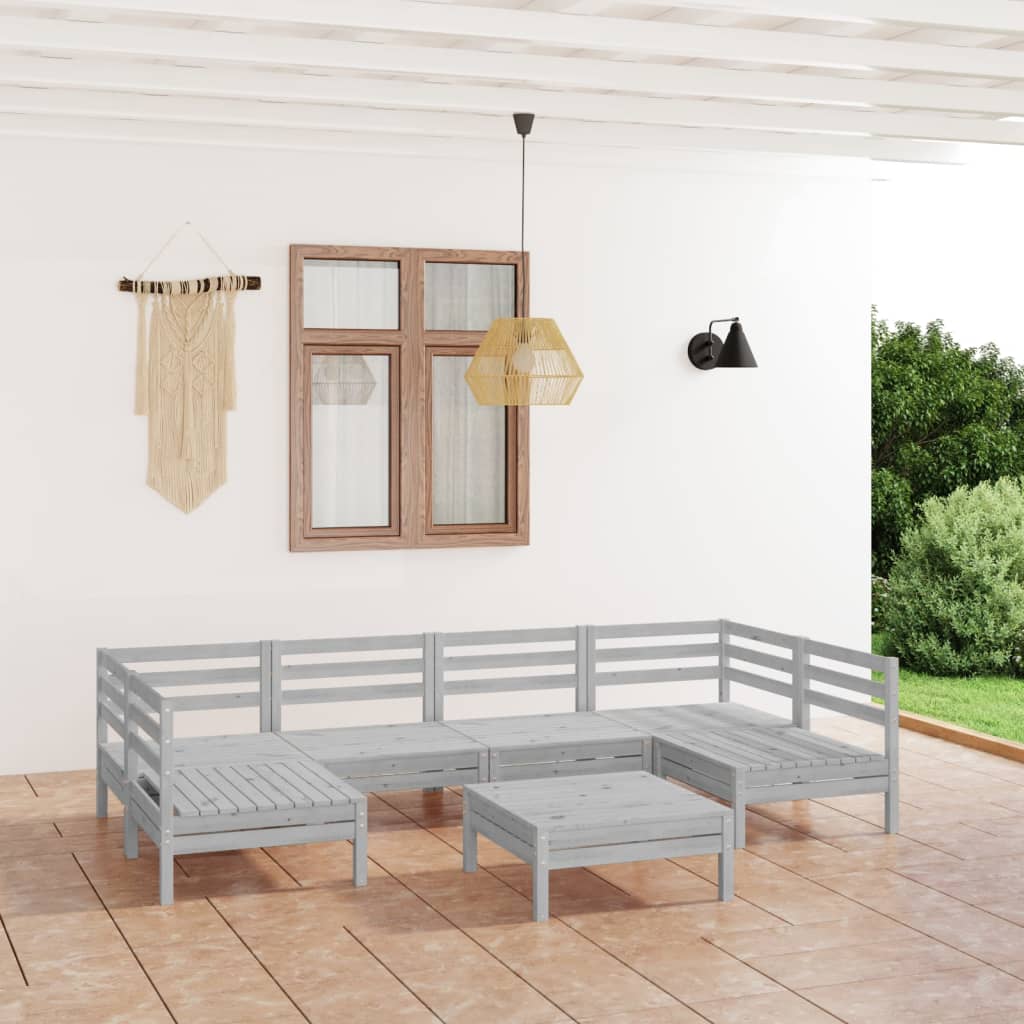 vidaXL 7-tlg. Garten-Lounge-Set Weiß Massivholz Kiefer