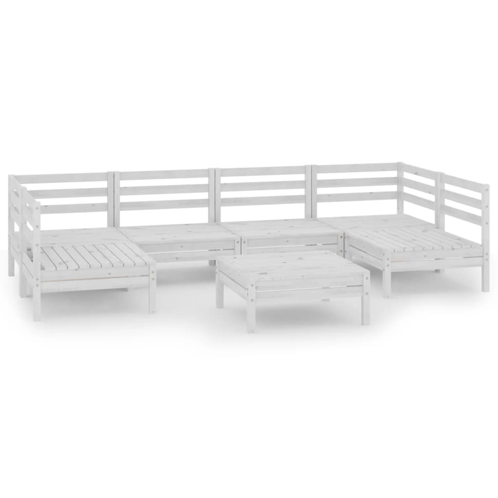 vidaXL 7-tlg. Garten-Lounge-Set Weiß Massivholz Kiefer