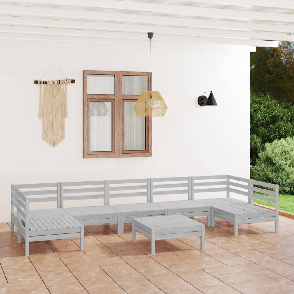 vidaXL 8-tlg. Garten-Lounge-Set Massivholz Kiefer