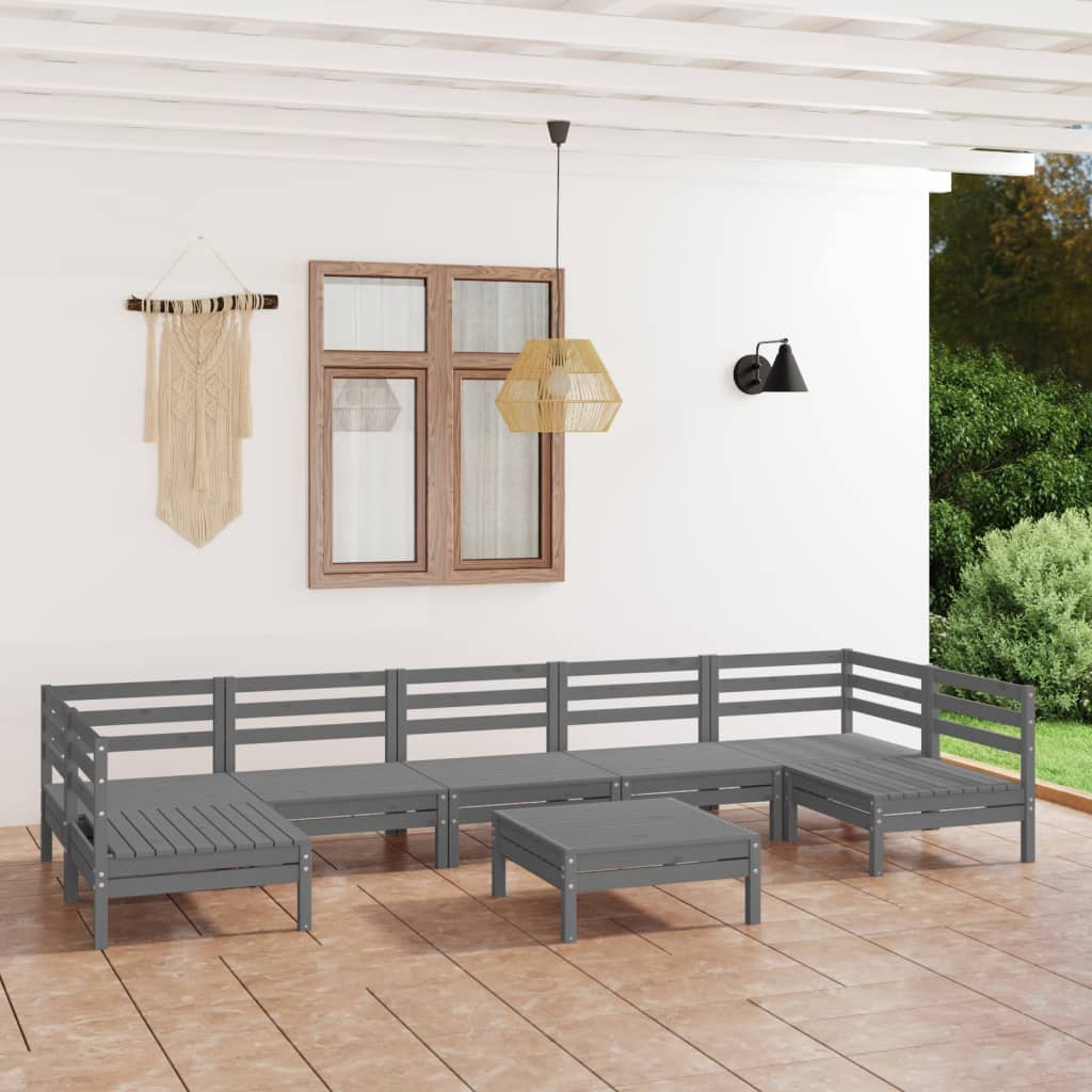 vidaXL 8-tlg. Garten-Lounge-Set Massivholz Kiefer