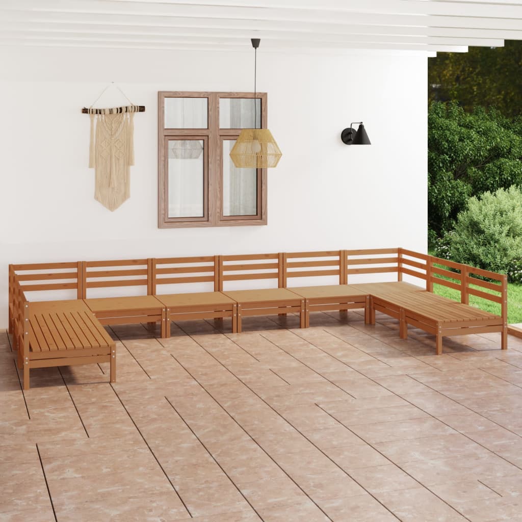 vidaXL 10-tlg. Garten-Lounge-Set Massivholz Kiefer