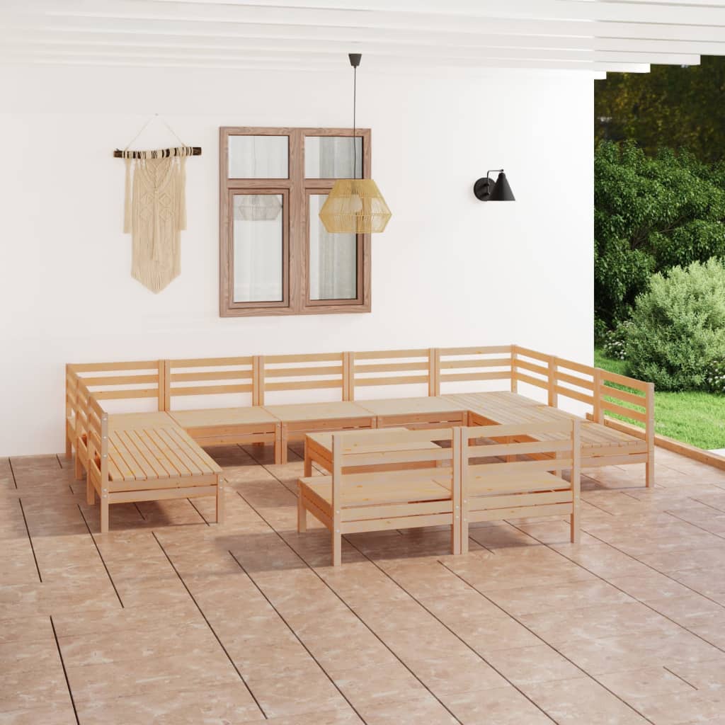 vidaXL 12-tlg. Garten-Lounge-Set Massivholz Kiefer