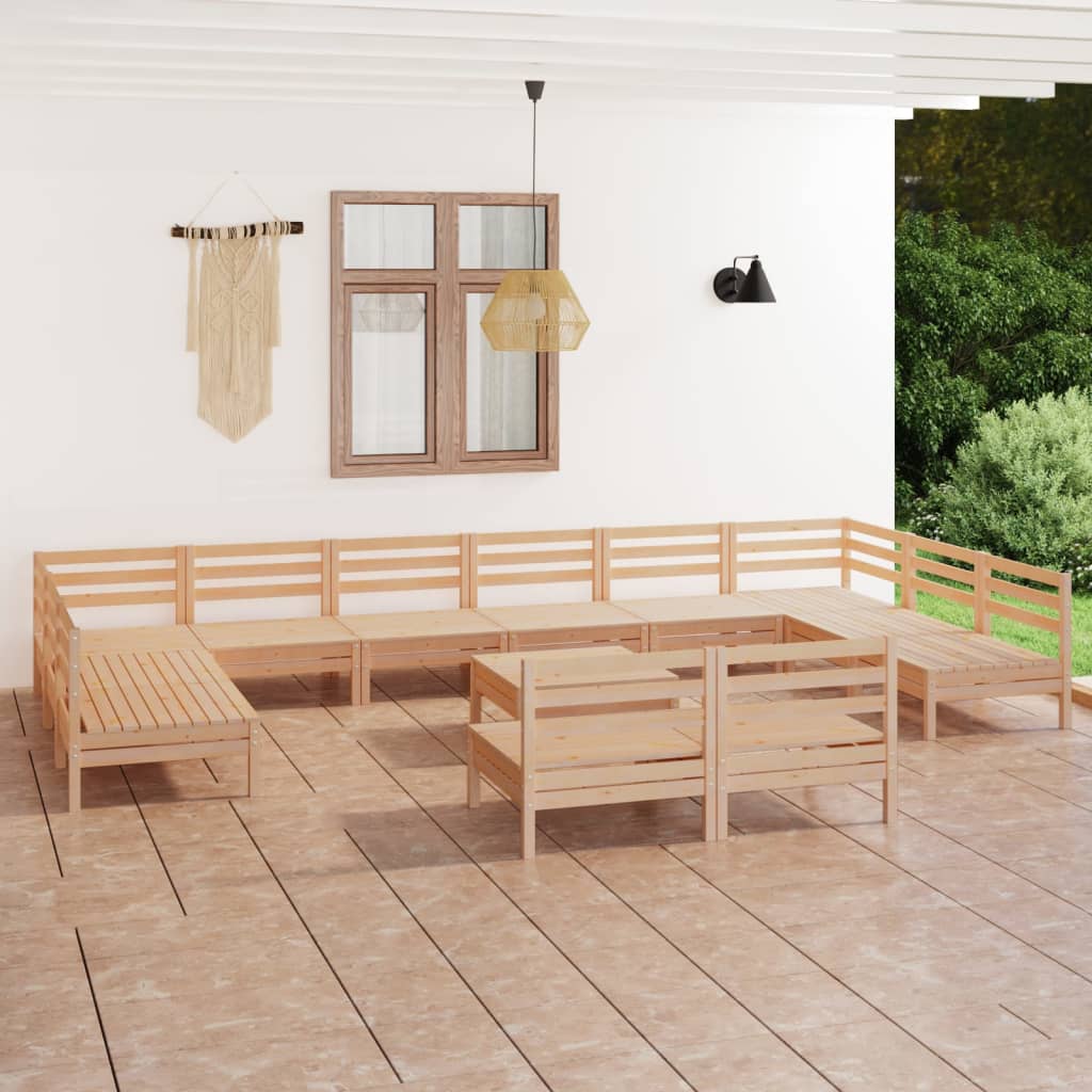 vidaXL 13-tlg. Garten-Lounge-Set Massivholz Kiefer
