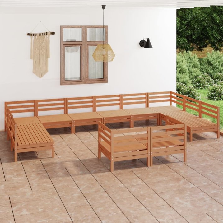 vidaXL 12-tlg. Garten-Lounge-Set Massivholz Kiefer