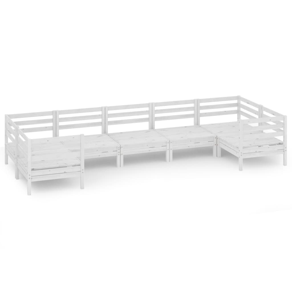 vidaXL 7-tlg. Garten-Lounge-Set Weiß Massivholz Kiefer