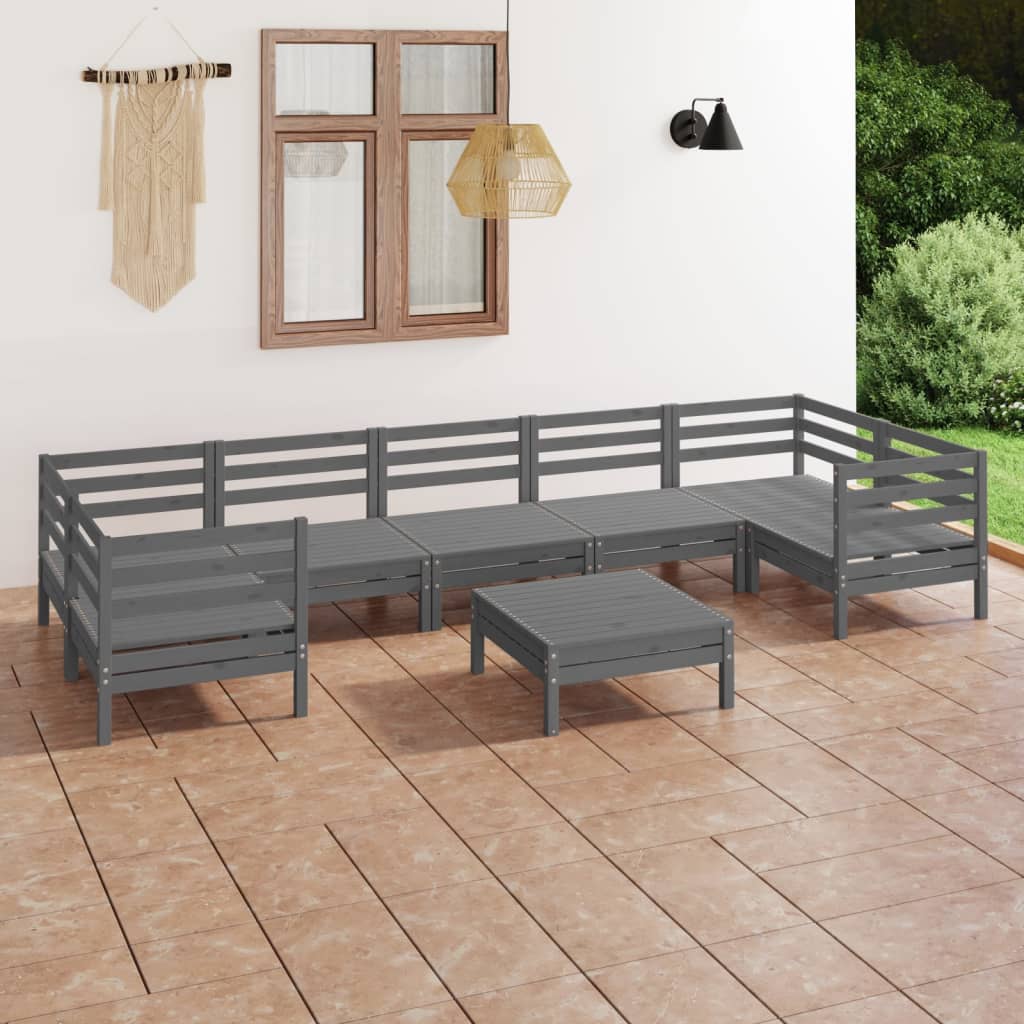 vidaXL 8-tlg. Garten-Lounge-Set Weiß Massivholz Kiefer