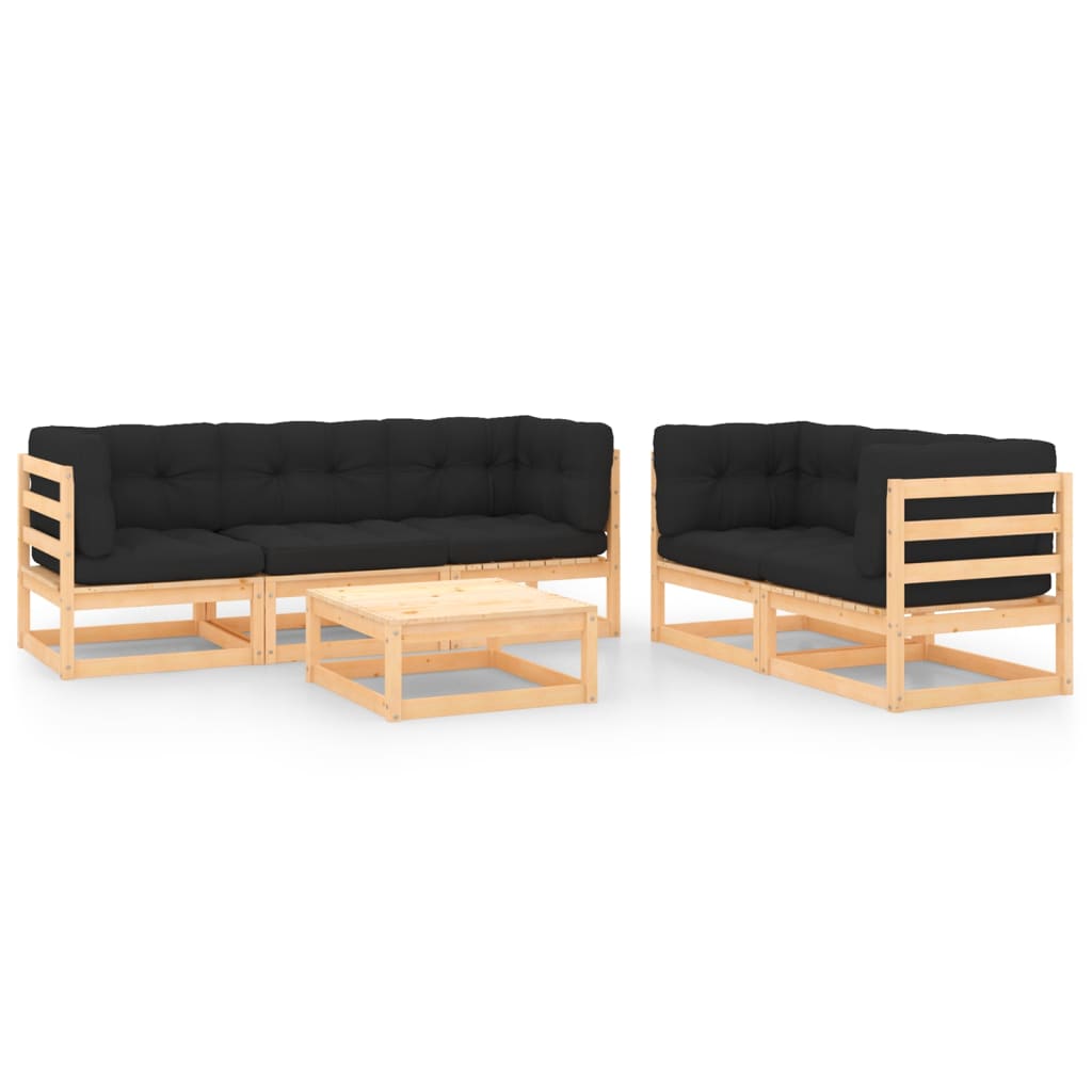 vidaXL 6-tlg. Garten-Lounge-Set Massivholz Kiefer