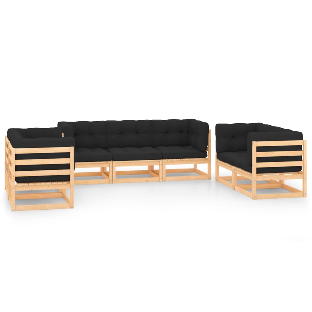vidaXL 7-tlg. Garten-Lounge-Set Massivholz Kiefer