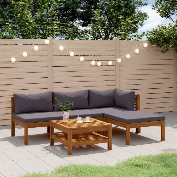 vidaXL 6-tlg. Garten-Lounge-Set mit Auflage Massivholz Akazie