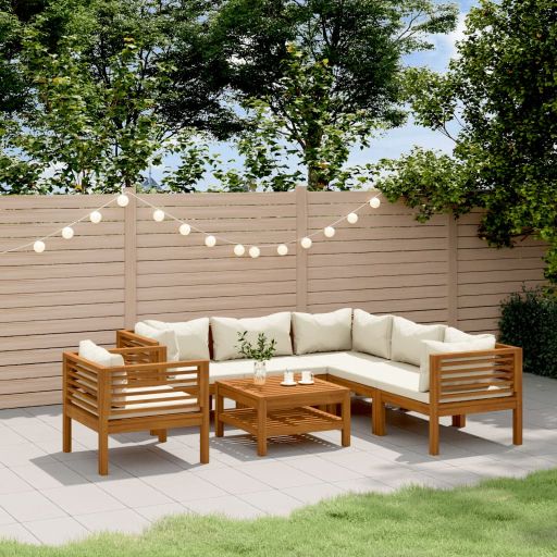 vidaXL 6-tlg. Garten-Lounge-Set mit Auflage Massivholz Akazie