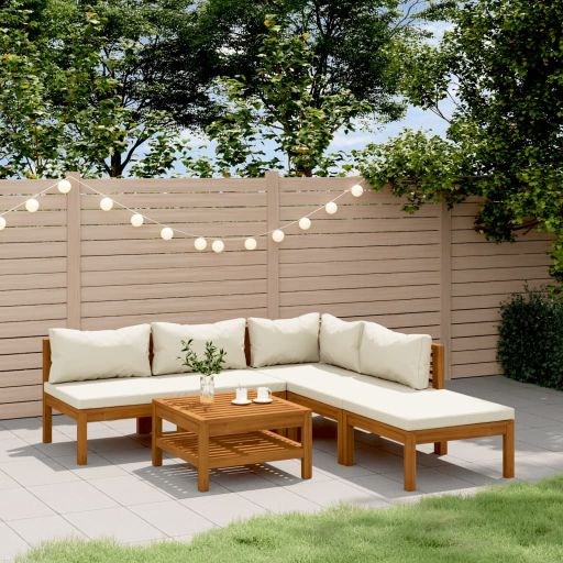 vidaXL 6-tlg. Garten-Lounge-Set mit Auflage Massivholz Akazie