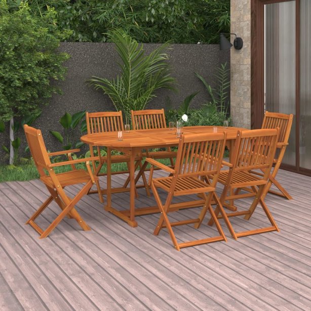 vidaXL 7-tlg. Garten-Essgruppe 180x90x75 cm Massivholz Akazie