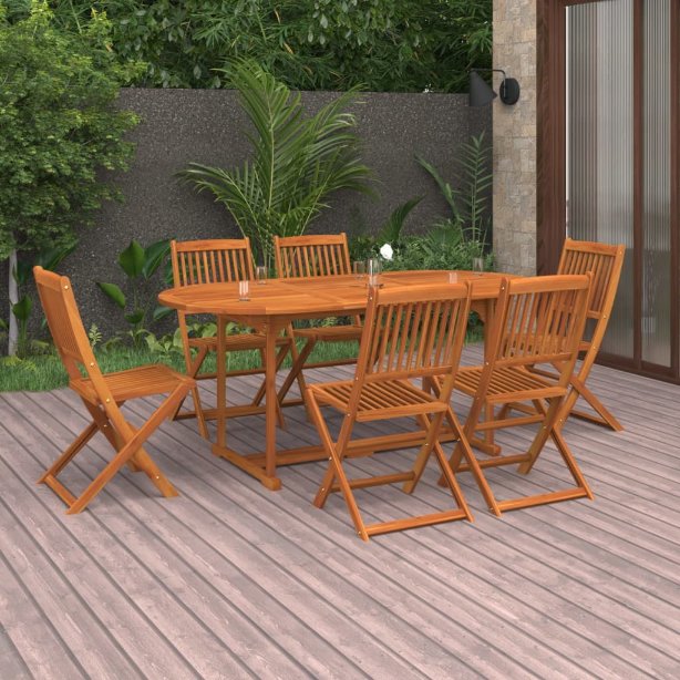 vidaXL 7-tlg. Garten-Essgruppe 180x90x75 cm Massivholz Akazie