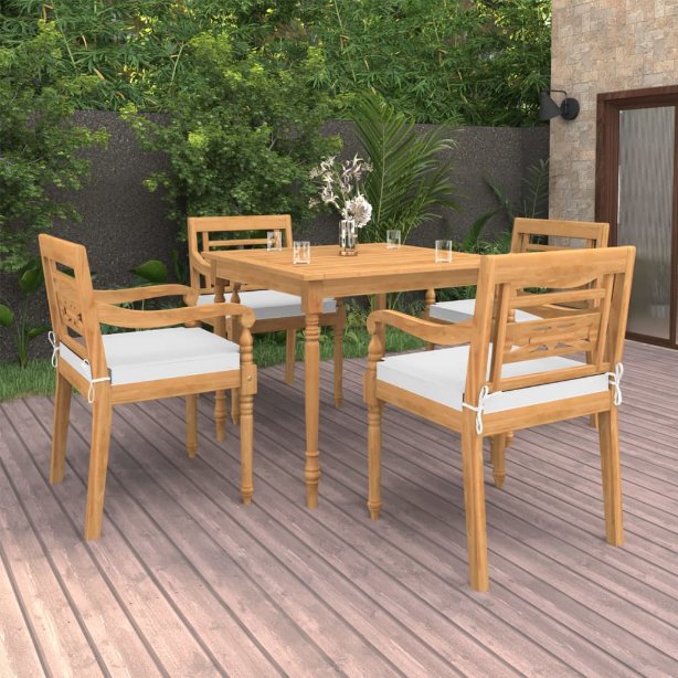 vidaXL 3-tlg. Garten-Essgruppe Massivholz Teak
