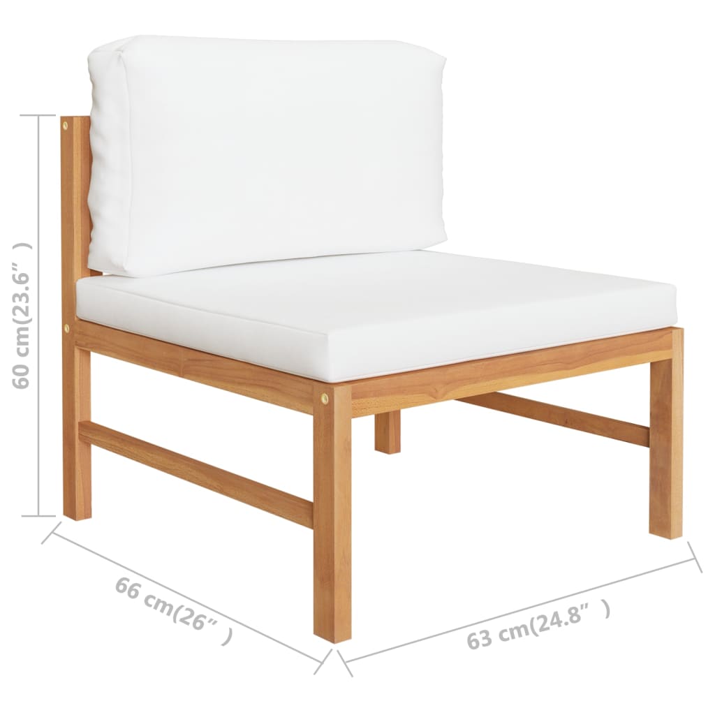 vidaXL 6-tlg. Garten-Lounge-Set mit Creme Kissen Massivholz Teak
