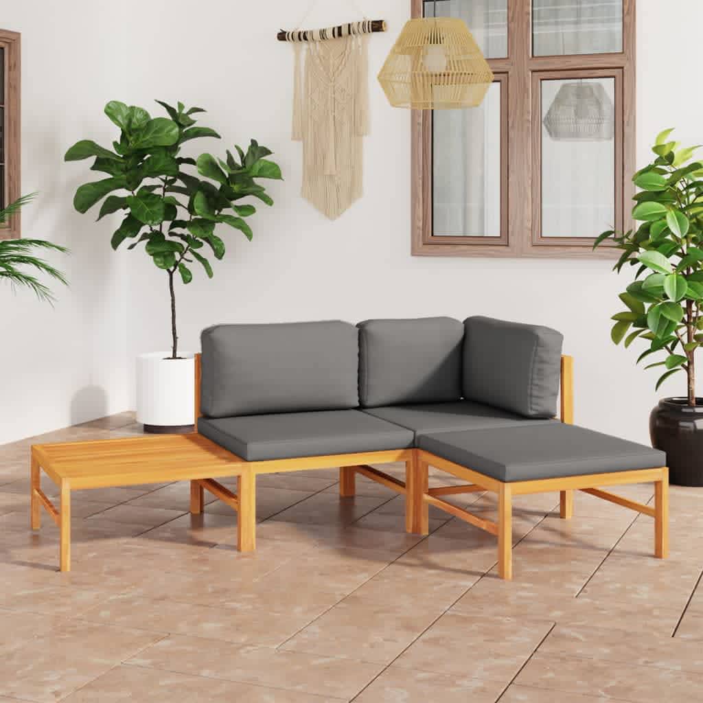vidaXL 6-tlg. Garten-Lounge-Set mit Creme Kissen Massivholz Teak