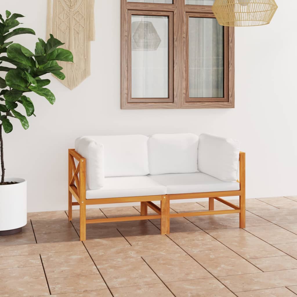 vidaXL 6-tlg. Garten-Lounge-Set mit Creme Kissen Massivholz Teak