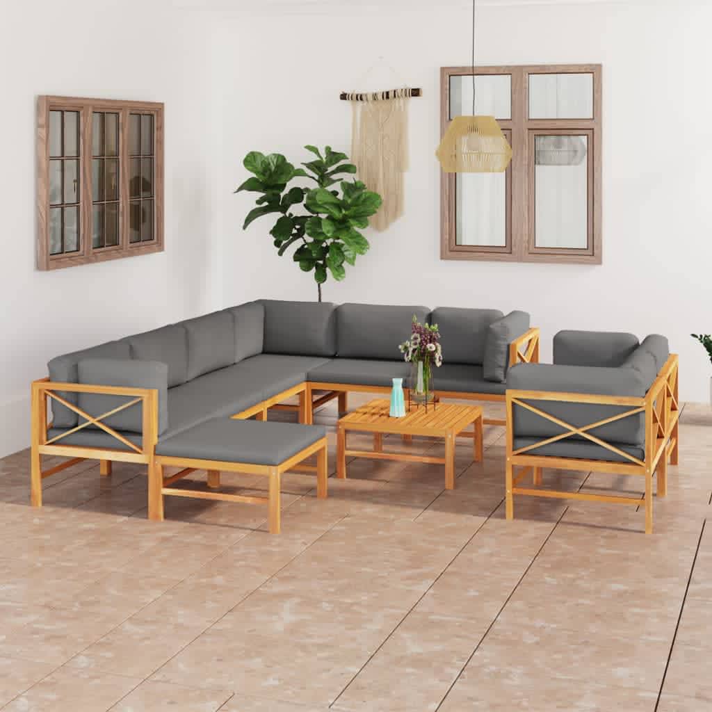 vidaXL 6-tlg. Garten-Lounge-Set mit Creme Kissen Massivholz Teak