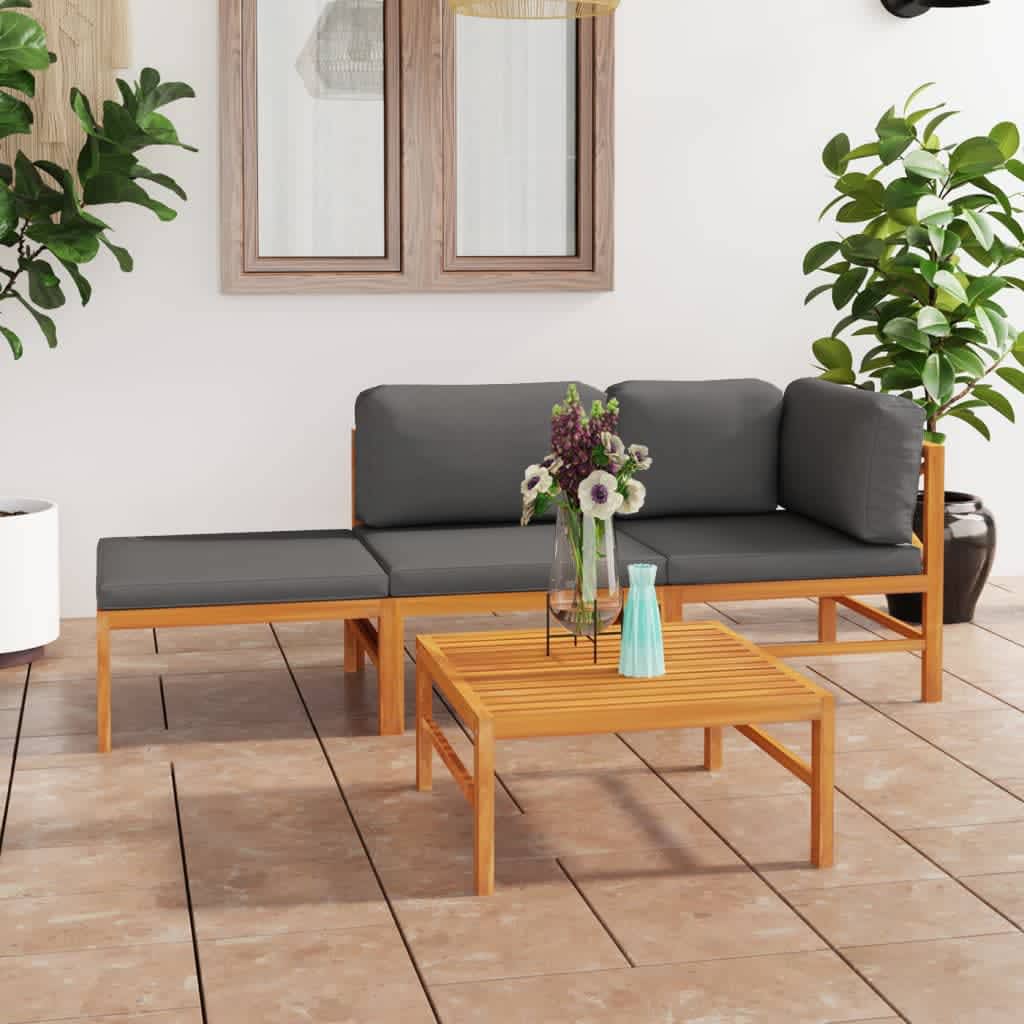 vidaXL 6-tlg. Garten-Lounge-Set mit Creme Kissen Massivholz Teak