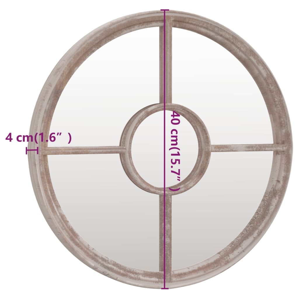 vidaXL Spiegel Sandfarben 40x4 cm Eisen Rund für den Innenbereich