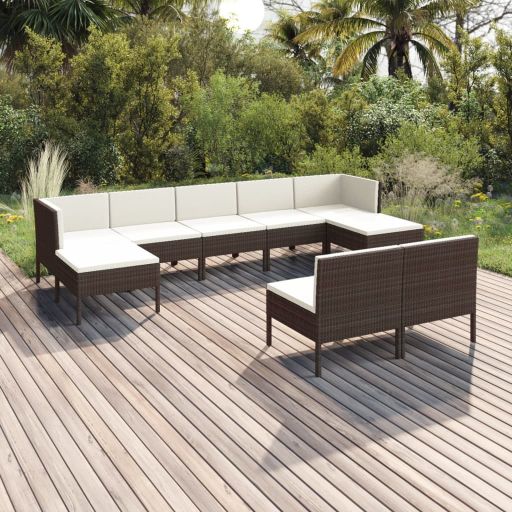 vidaXL 6-tlg. Garten-Lounge-Set mit Auflagen Poly Rattan Braun