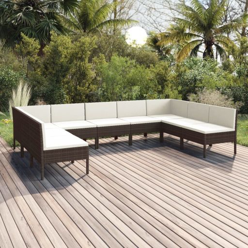 vidaXL 6-tlg. Garten-Lounge-Set mit Auflagen Poly Rattan Braun