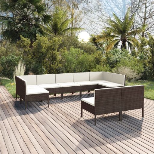 vidaXL 6-tlg. Garten-Lounge-Set mit Auflagen Poly Rattan Braun