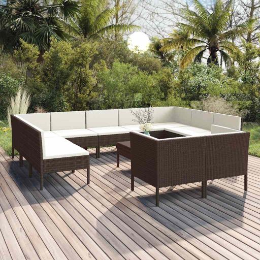 vidaXL 6-tlg. Garten-Lounge-Set mit Auflagen Poly Rattan Braun