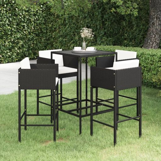 vidaXL 3-tlg. Gartenbar-Set mit Kissen Poly Rattan Braun
