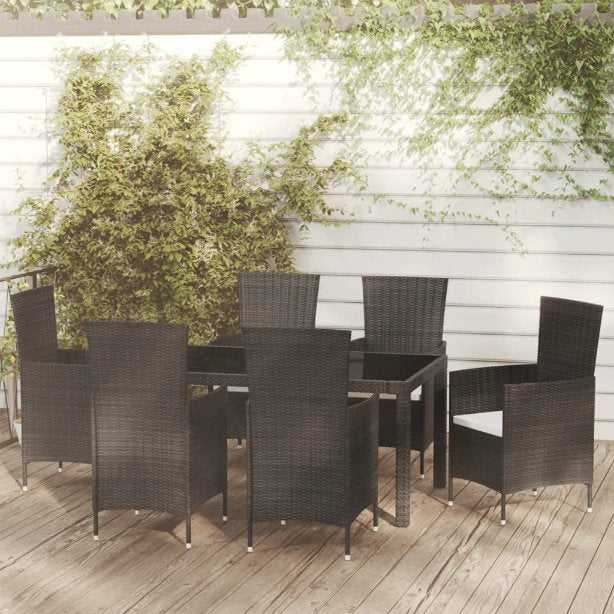 vidaXL 3-tlg. Garten-Essgruppe Poly Rattan Braun