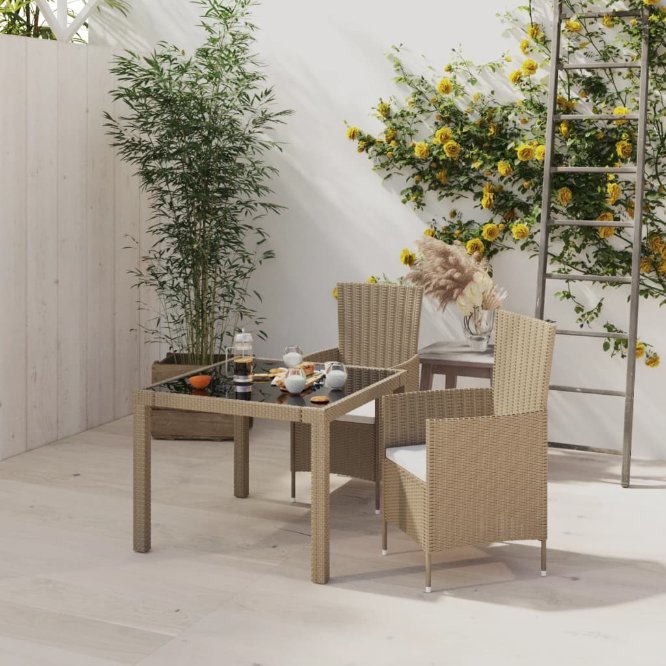 vidaXL 3-tlg. Garten-Essgruppe Poly Rattan Braun