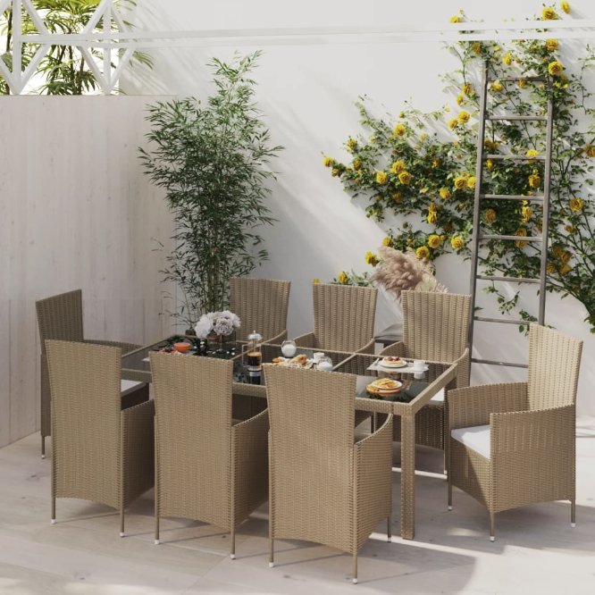 vidaXL 3-tlg. Garten-Essgruppe Poly Rattan Braun
