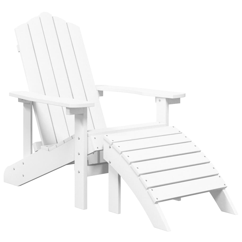 vidaXL Adirondack-Gartenstühle 2 Stk. mit Hockern HDPE Weiß